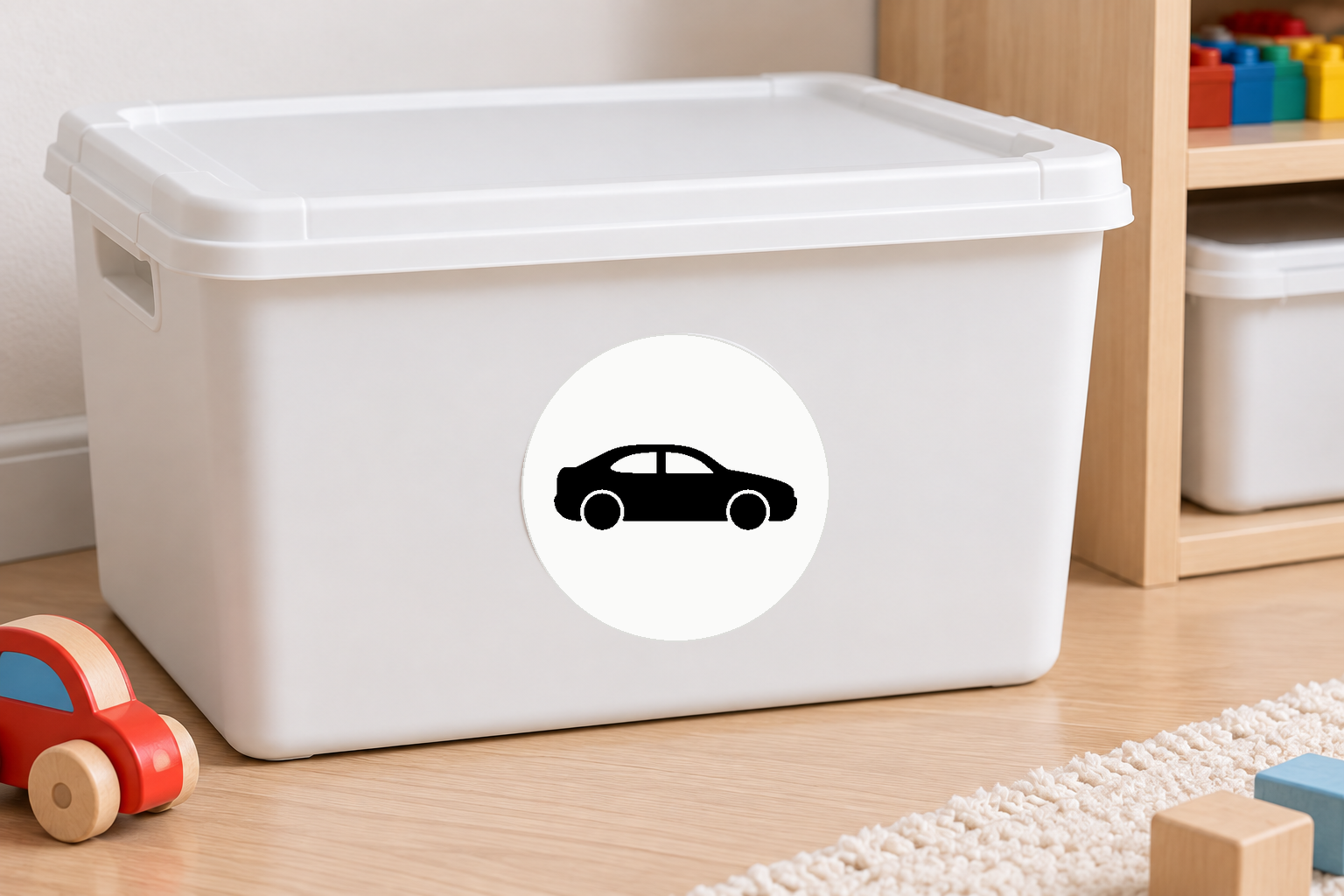 Piktogram na plastovém úložném boxu
