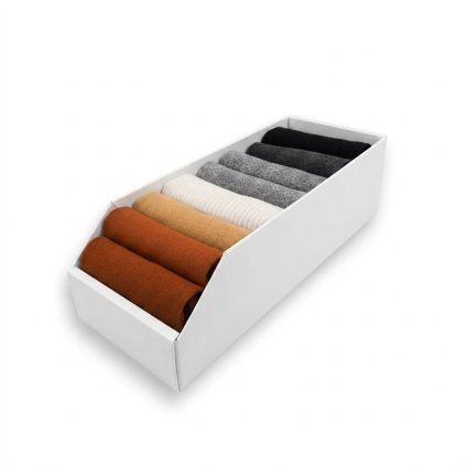 Úložné boxy na oblečení, organizéry do skříně BÍLÝ KARTON 20x54cm
