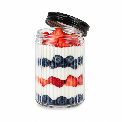 Svačinová sklenice na závit RIBBED, 300 ml