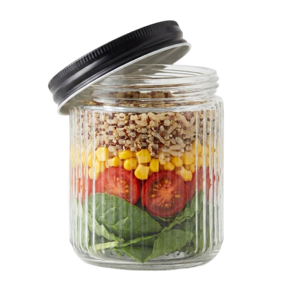 Svačinová sklenice na závit RIBBED, 520 ml