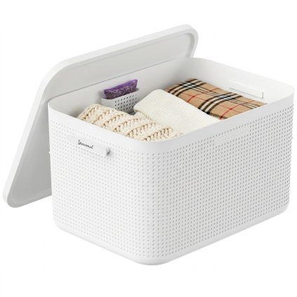 Úložný box do skříně s víkem a vonnou vložkou s levandulí, šatní organizér LISORA - L, 50  × 35,6 × 28,2 cm