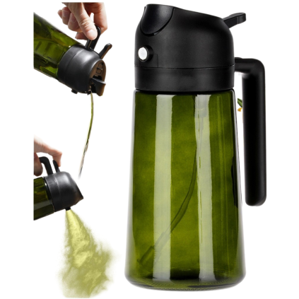 Skleněný rozprašovač a dávkovač na olej 2v1 450ml - zelené sklo
